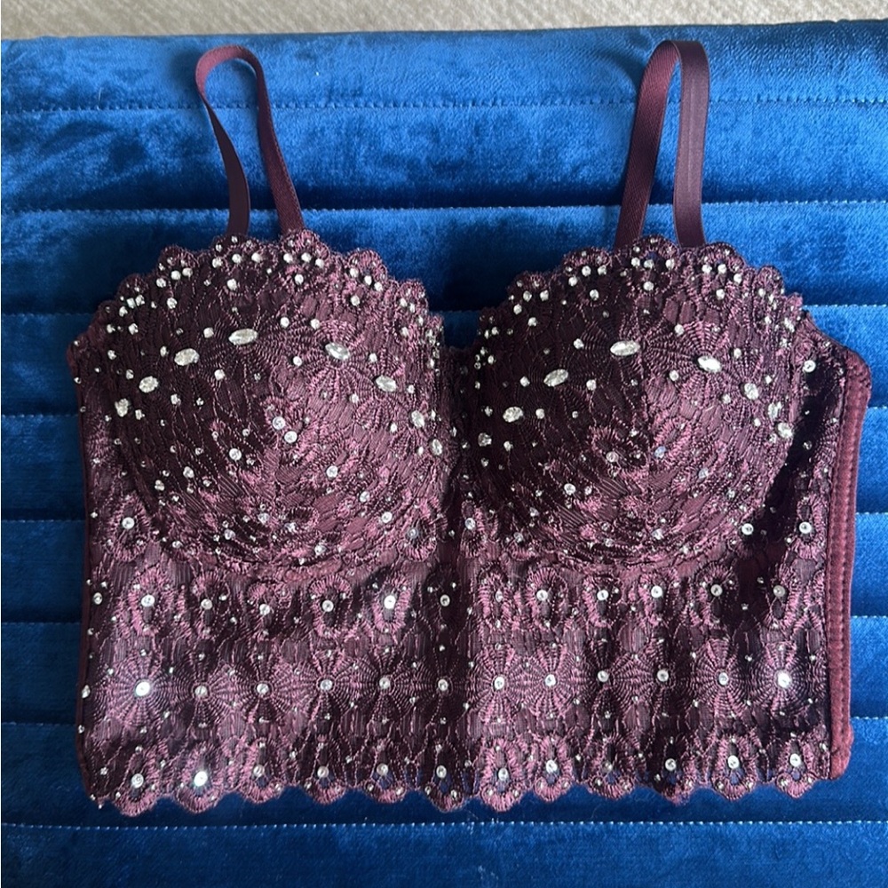 maroon studded Windsor corset going out top (size S)